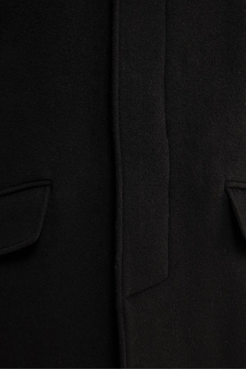 Cappotto Lungo Foderato in Lana e Cashmere - NERO