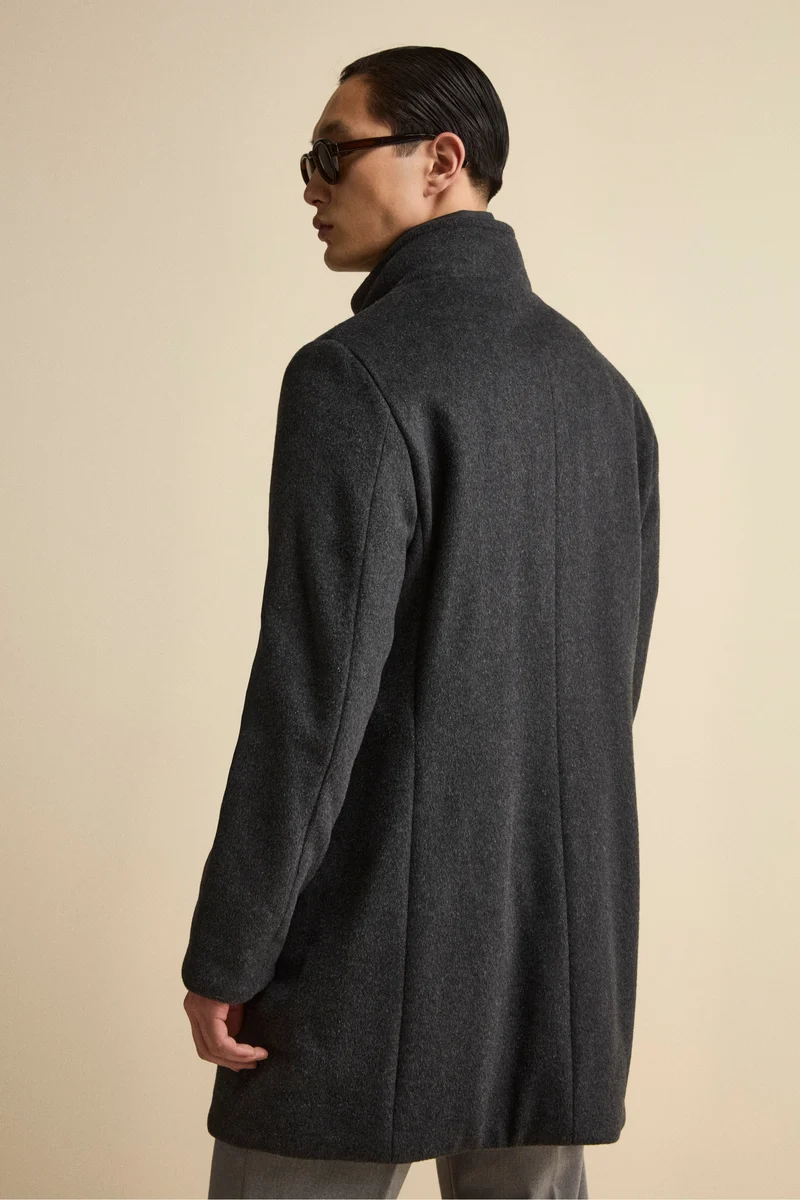 Cappotto Midi in Misto Lana con Pettorina Removibile - ANTRACITE