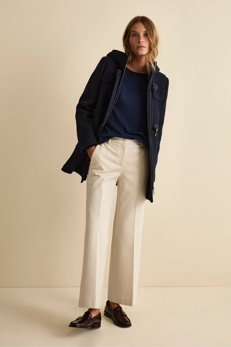 Cappotto Montgomery Misto Lana con Cappuccio - BLU