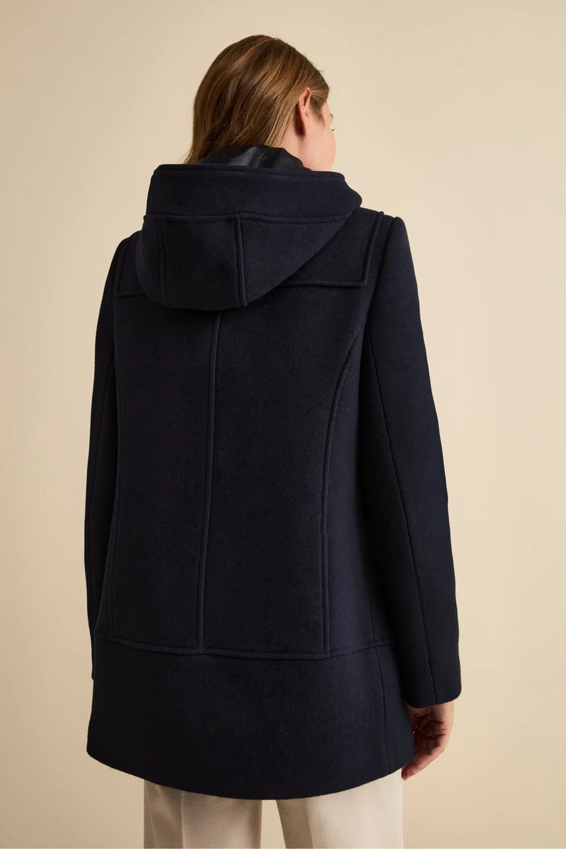 Cappotto Montgomery Misto Lana con Cappuccio - BLU