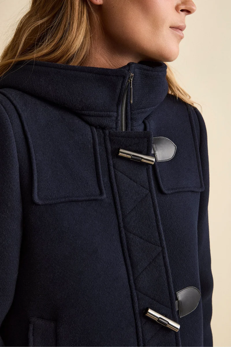 Cappotto Montgomery Misto Lana con Cappuccio - BLU