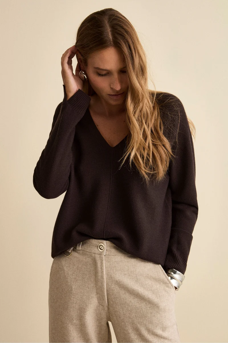 Maglia Over Scollo a V in Lana Merino - T.MORO
