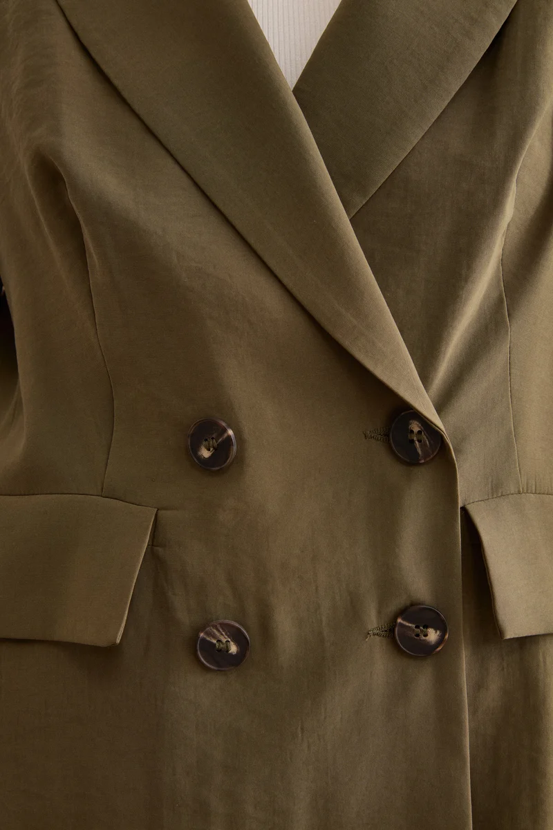 Blazer Lungo Doppiopetto con Revers - VERDE MILITARE