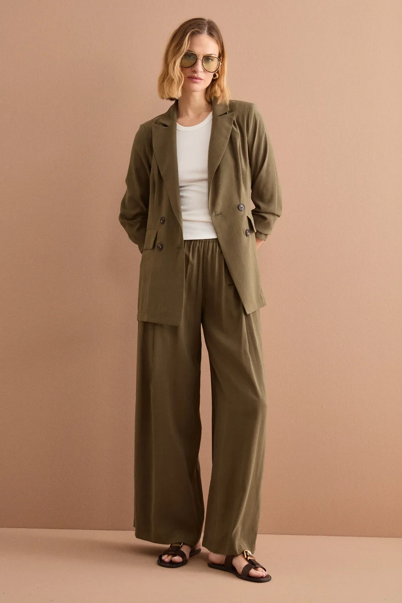 Blazer Lungo Doppiopetto con Revers - VERDE MILITARE