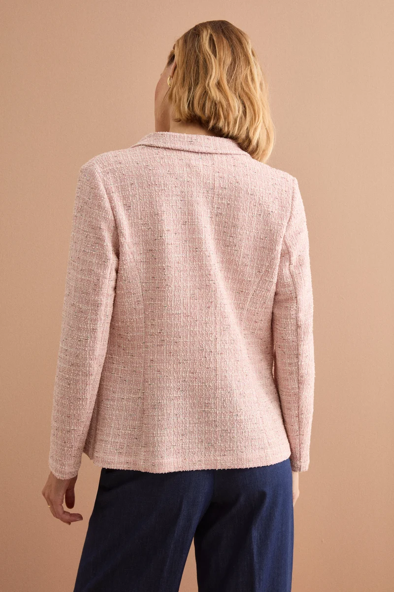 Giacca Aperta in Misto Cotone Bouclé con Lurex - ROSA