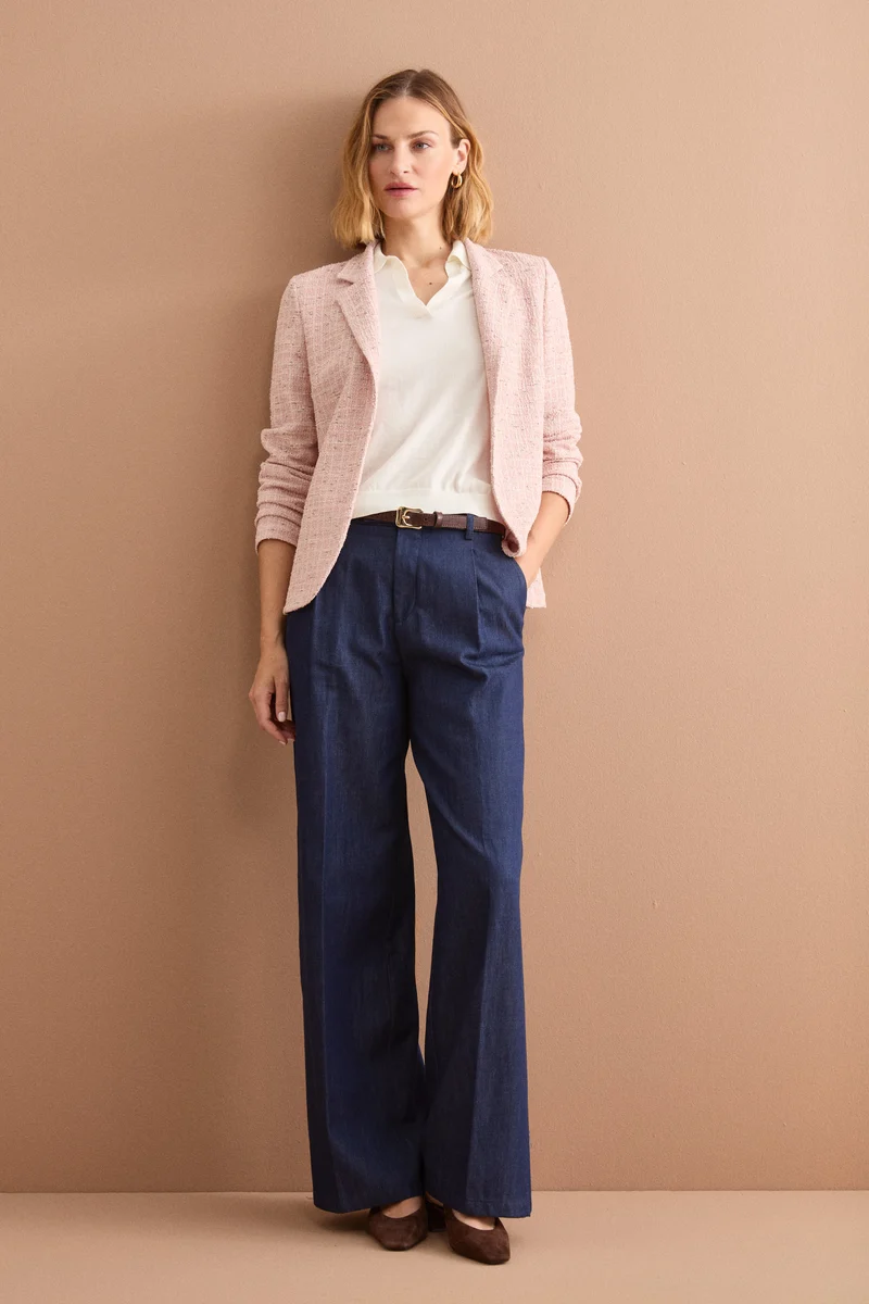 Giacca Aperta in Misto Cotone Bouclé con Lurex - ROSA