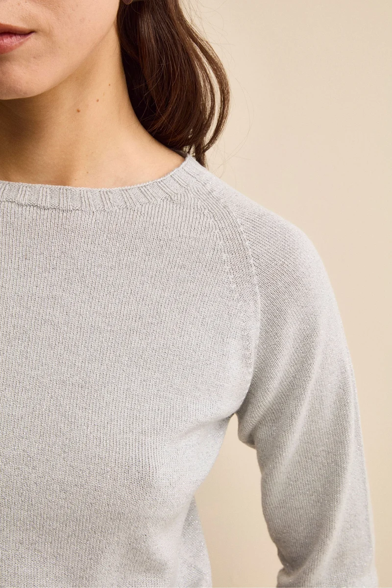Maglia Lurex Girocollo in Lana Merino - GHIACCIO
