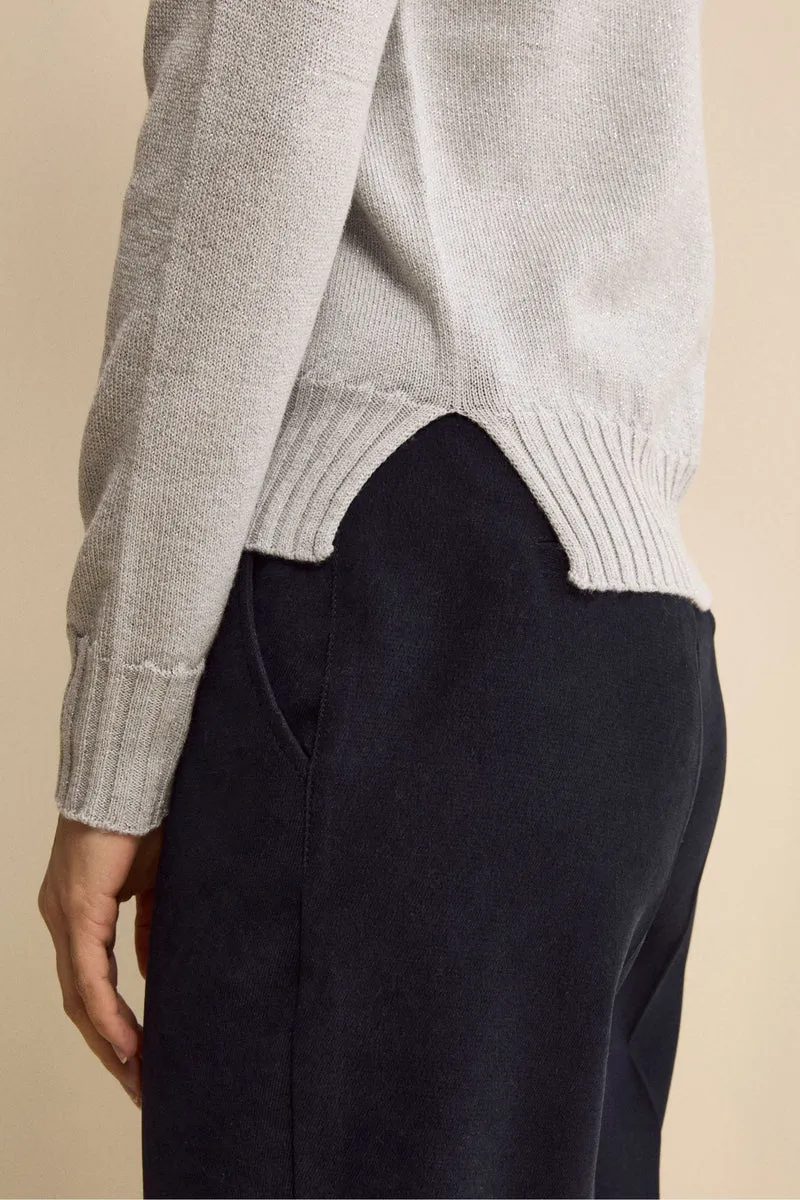 Maglia Lurex Girocollo in Lana Merino - GHIACCIO