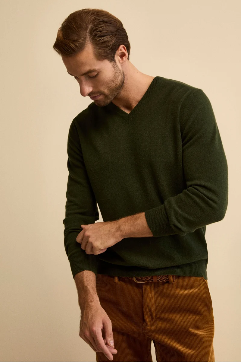 Maglia in lana con scollo a V - VERDONE