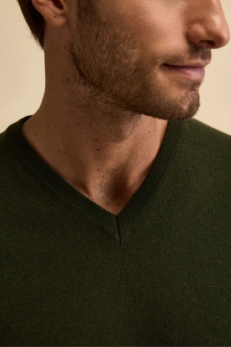 Maglia in lana con scollo a V - VERDONE