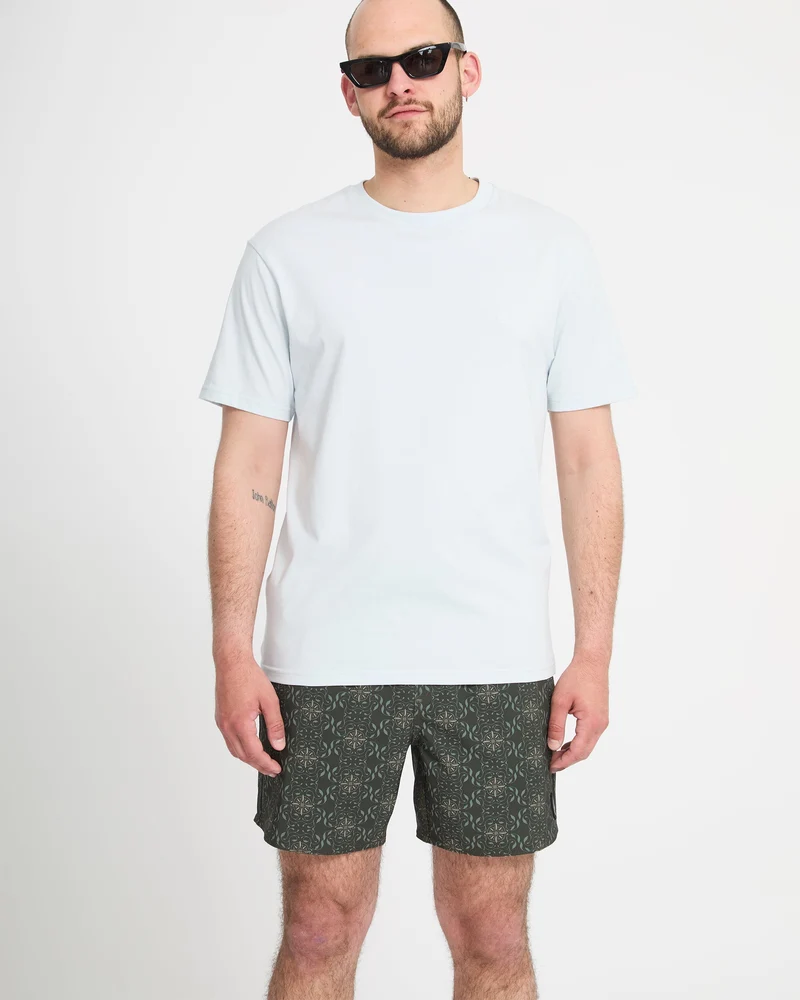 Lido Print Trunk 16" Boardshorts - Squadron Green