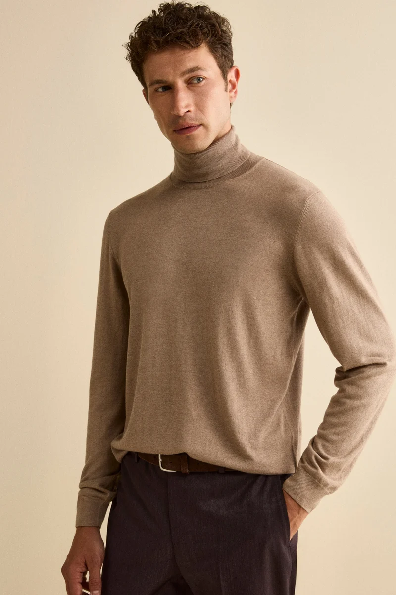 Maglia dolcevita in seta e cashmere - VISONE