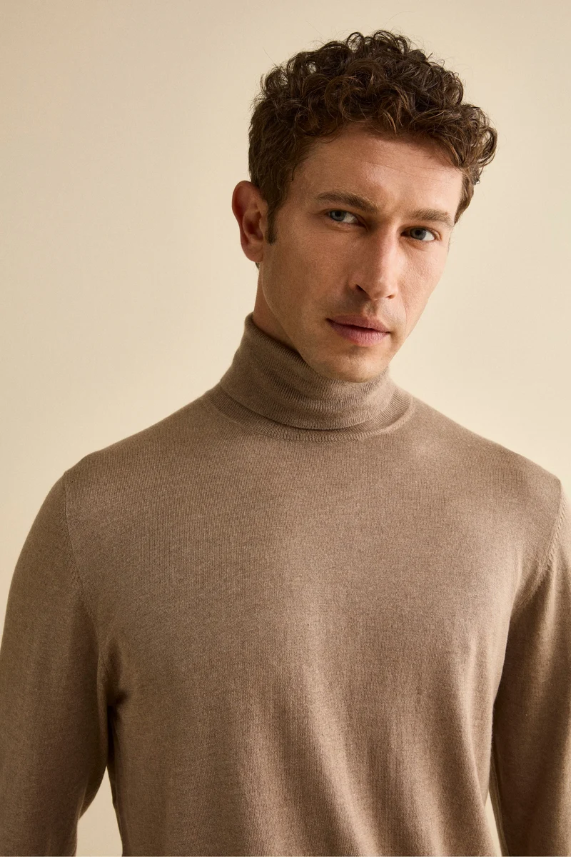 Maglia dolcevita in seta e cashmere - VISONE