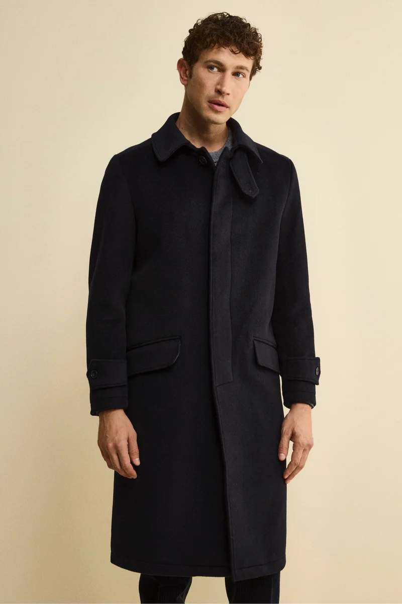 Cappotto Lungo Foderato in Lana e Cashmere - BLU