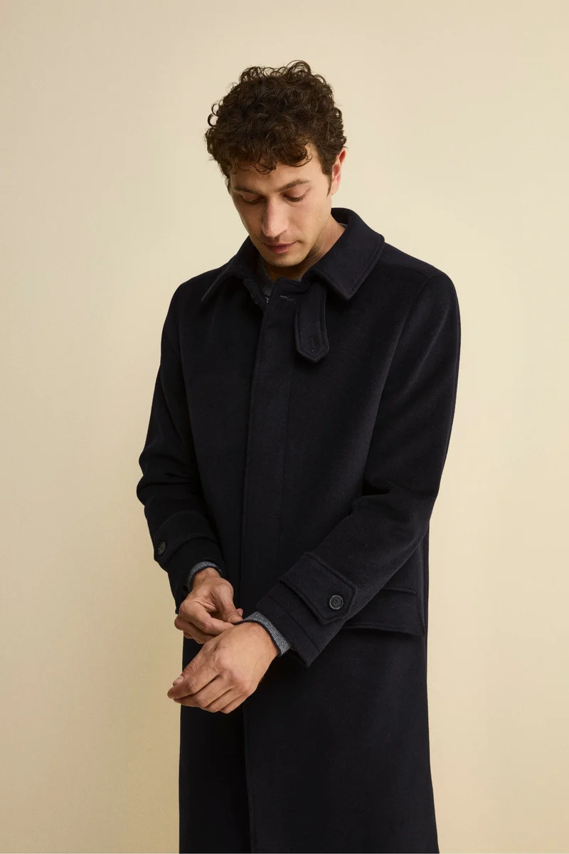 Cappotto Lungo Foderato in Lana e Cashmere - BLU