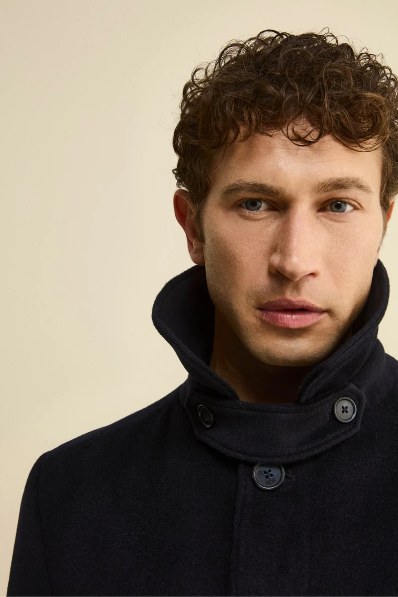 Cappotto Lungo Foderato in Lana e Cashmere - BLU