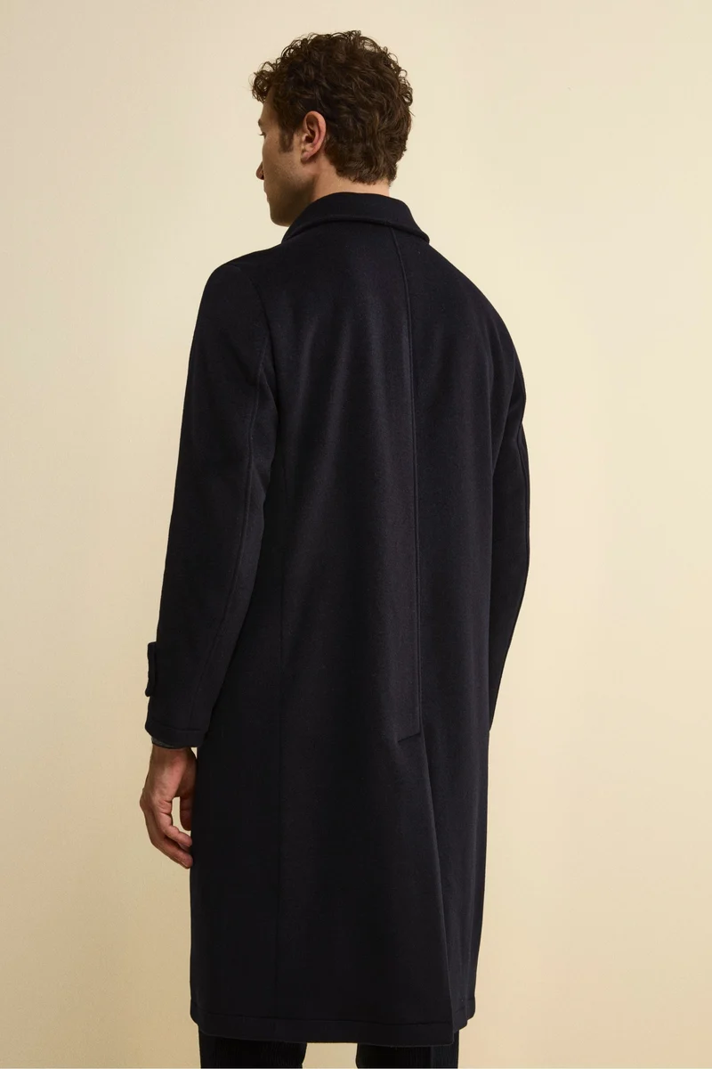Cappotto Lungo Foderato in Lana e Cashmere - BLU