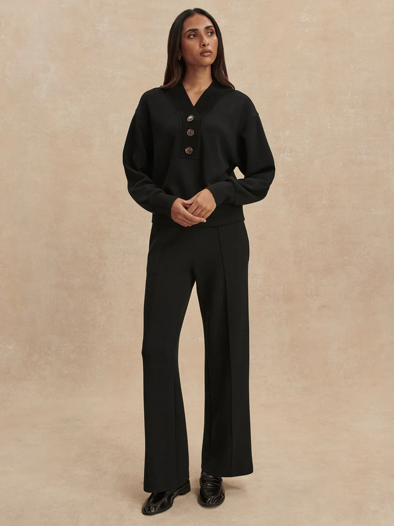 Lucine Button Front Sweat