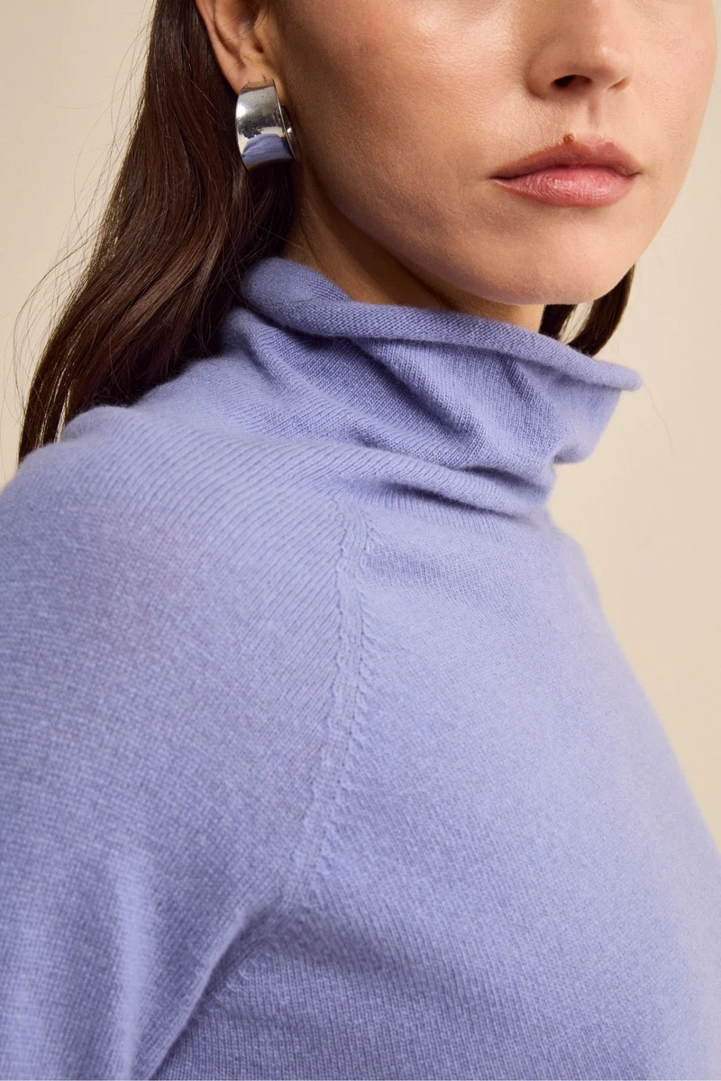 Maglia Collo Morbido lana cashmere - LAVANDA