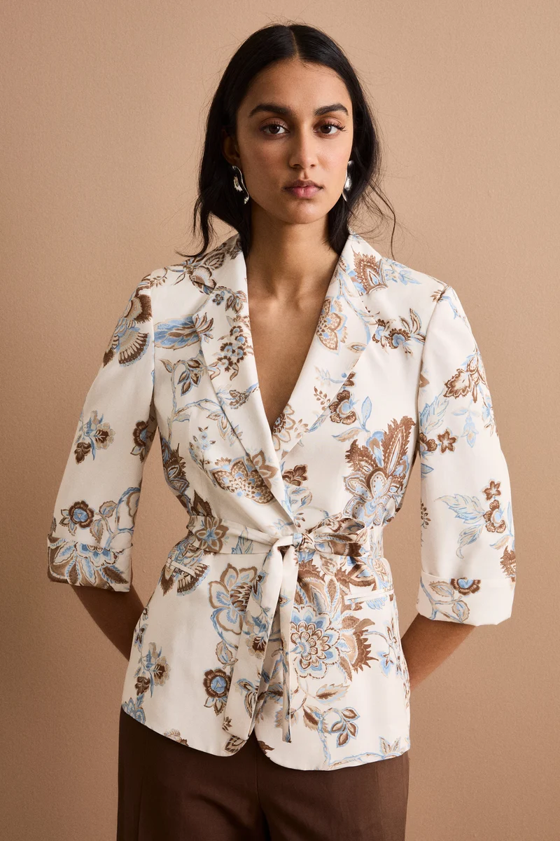 Blazer Habotai da Cerimonia con Cintura - FANT. MARRONE
