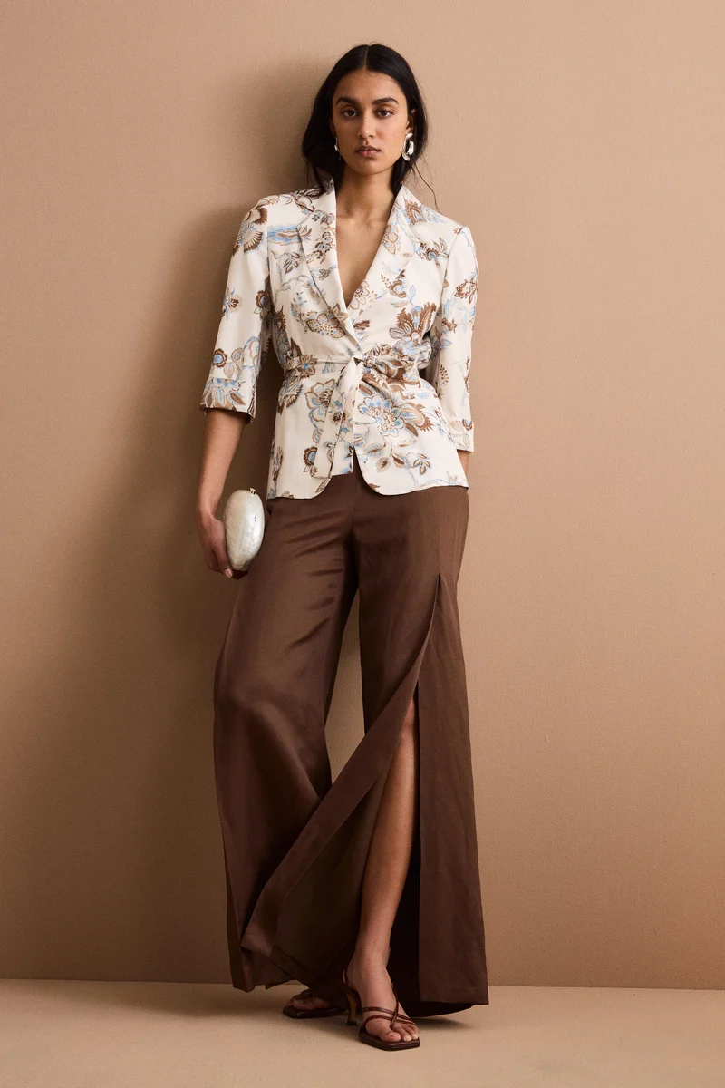 Blazer Habotai da Cerimonia con Cintura - FANT. MARRONE