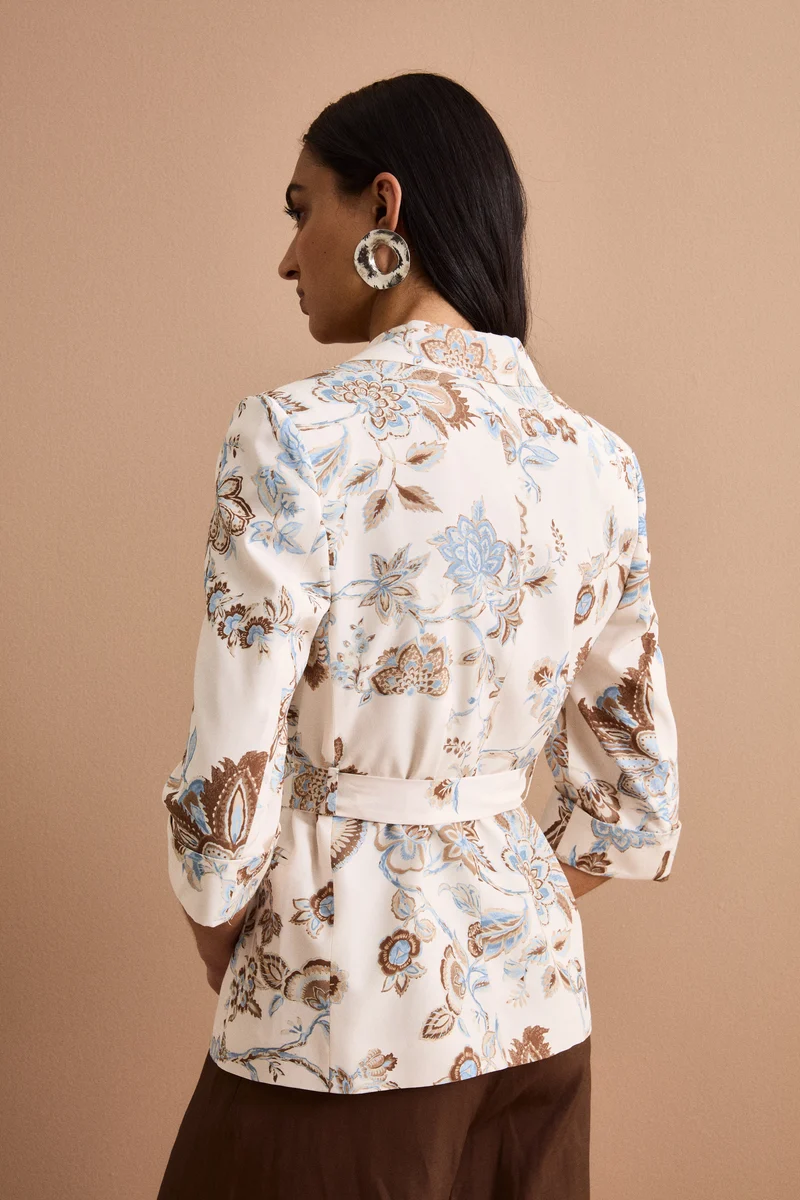 Blazer Habotai da Cerimonia con Cintura - FANT. MARRONE