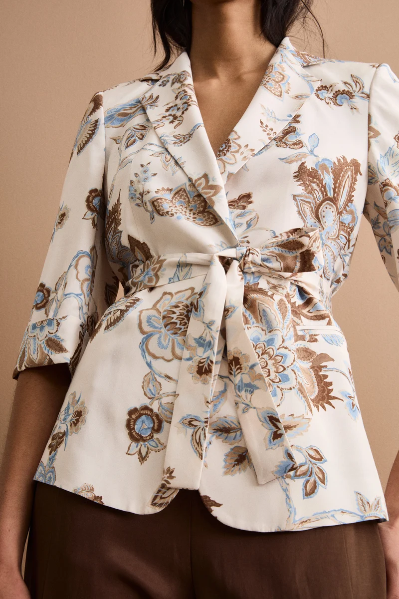 Blazer Habotai da Cerimonia con Cintura - FANT. MARRONE