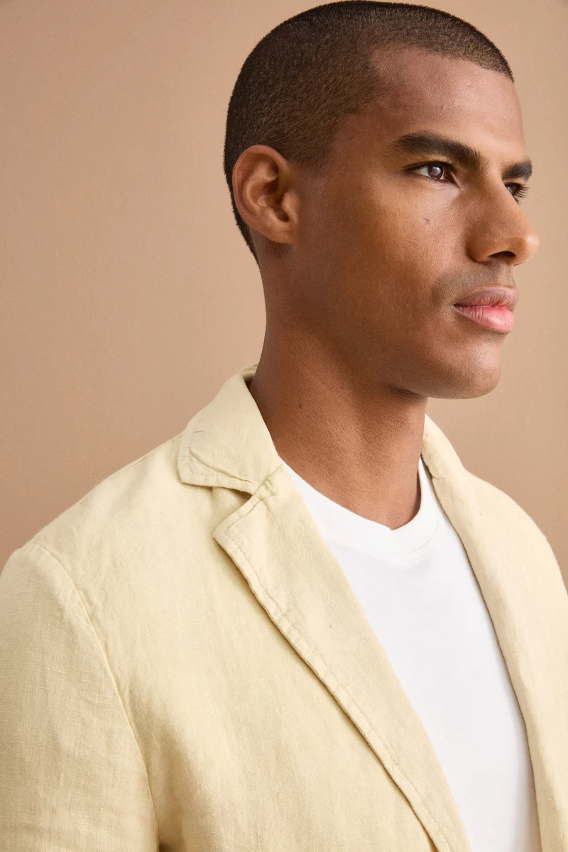 Giacca Regular Fit Sfoderata in Lino - SABBIA