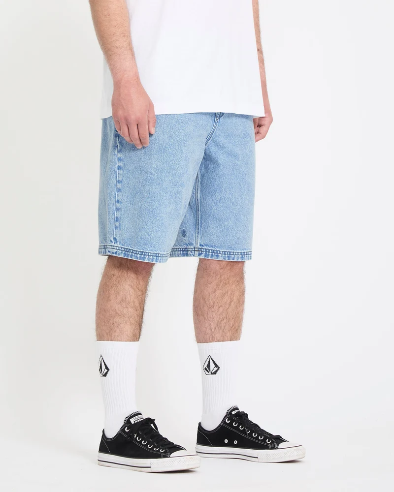 Freazy 22" Denim Elasticated Waist Shorts - Pale Aqua