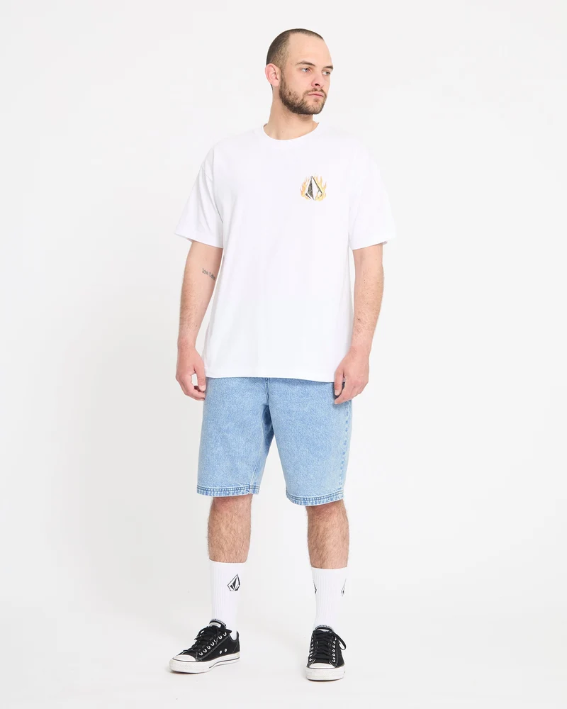 Freazy 22" Denim Elasticated Waist Shorts - Pale Aqua