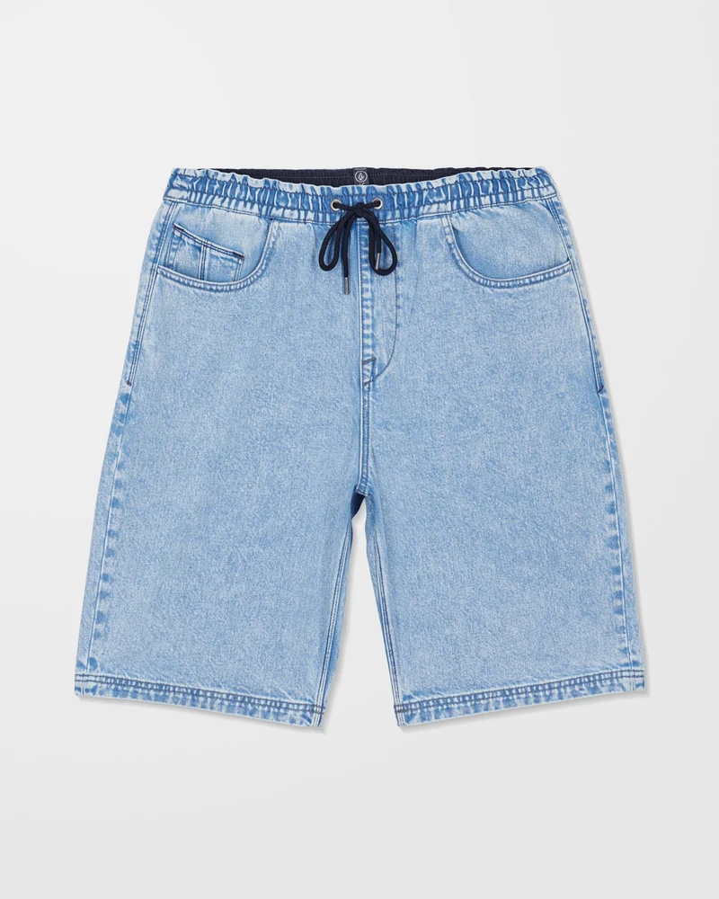 Freazy 22" Denim Elasticated Waist Shorts - Pale Aqua