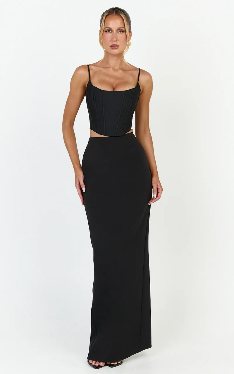 Marais Top - Lace Up Back Corset Top in Black