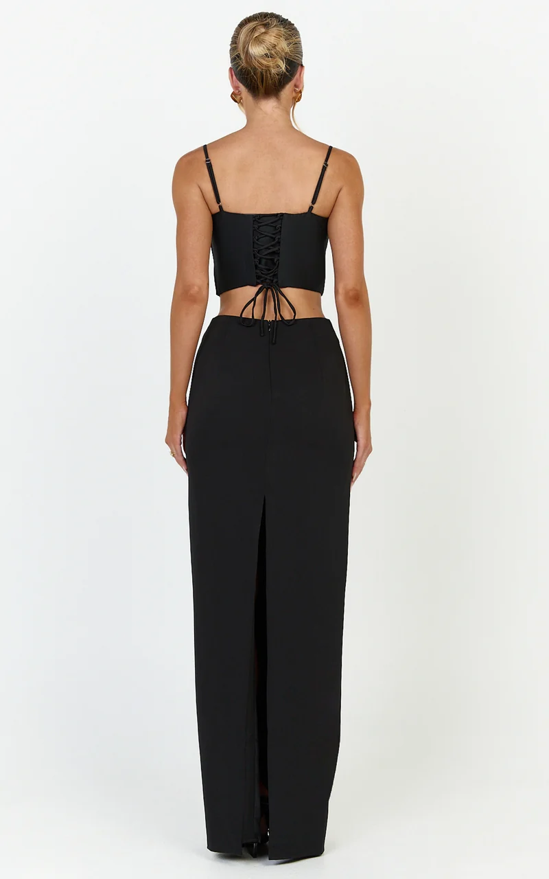 Marais Top - Lace Up Back Corset Top in Black