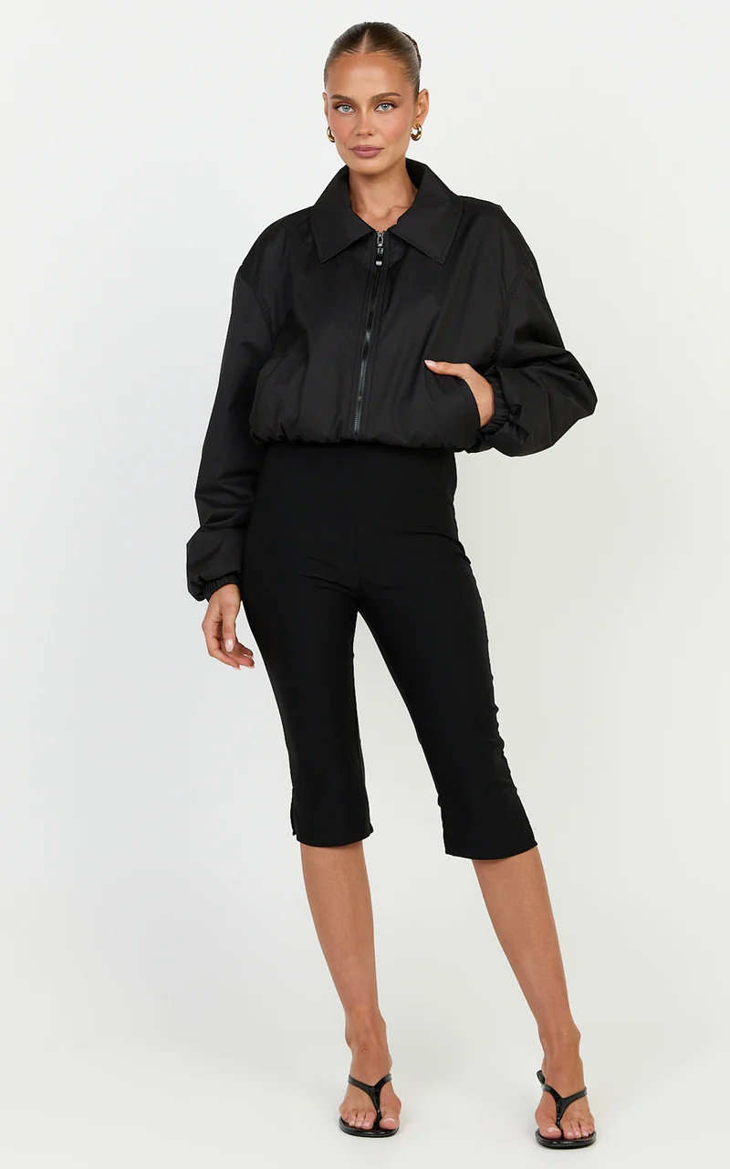Peterson Jacket - Cropped Bomber Jacket in Black