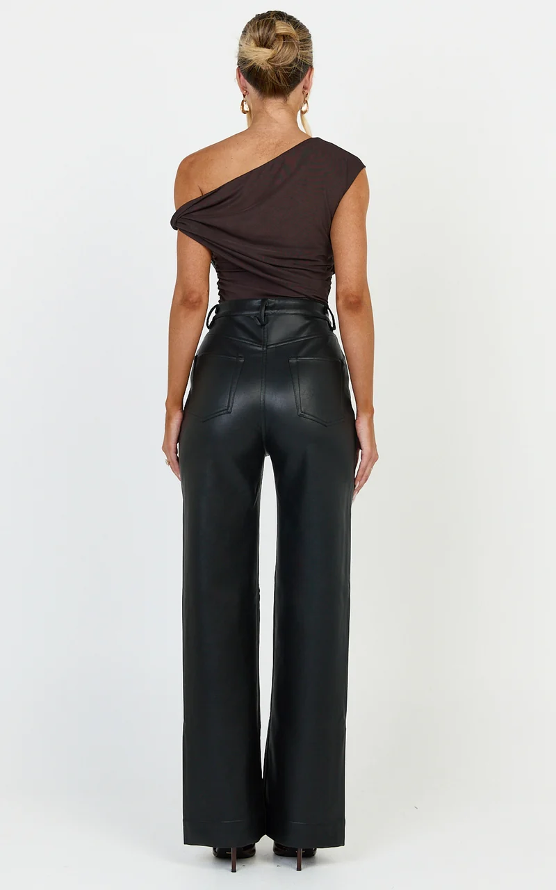 Paloma Top - Mesh Overlay Twist Sleeve Top in Chocolate
