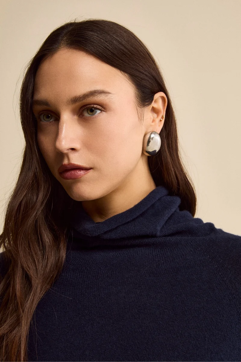 Maglia Collo Morbido lana cashmere - BLU