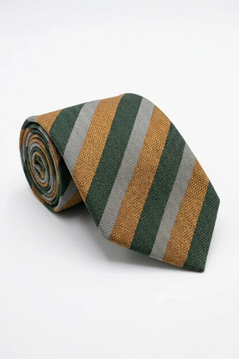 Cravatta in Seta Rigata - RIGATO VERDE/BEIGE