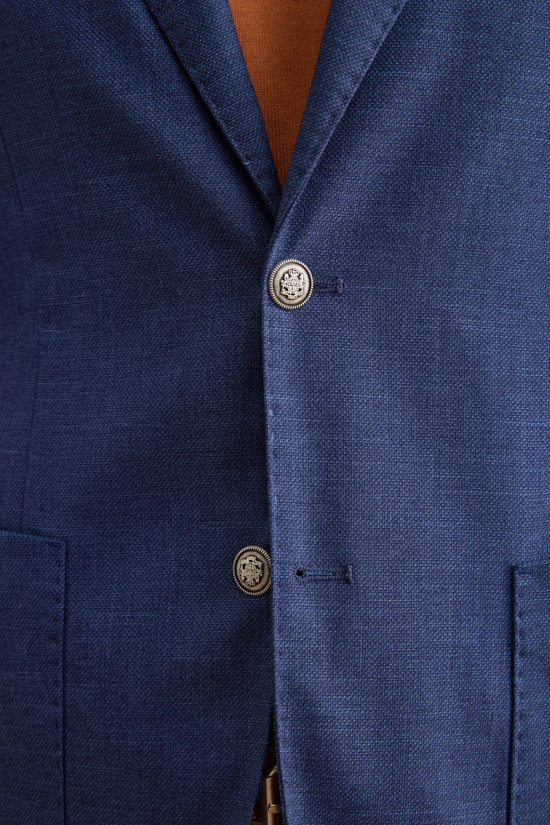 Giacca Monopetto Destrutturata in Misto Lana - DENIM