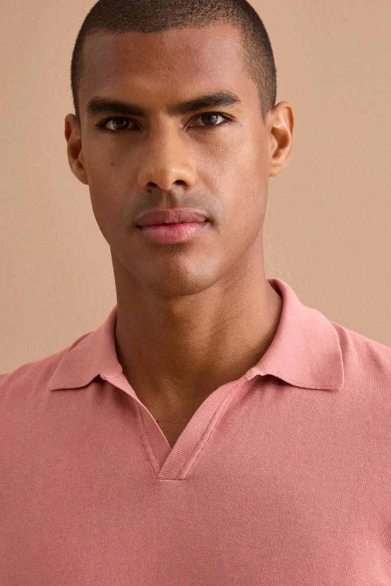 Polo in Maglia di Cotone Crêpe - ROSA ANTICO