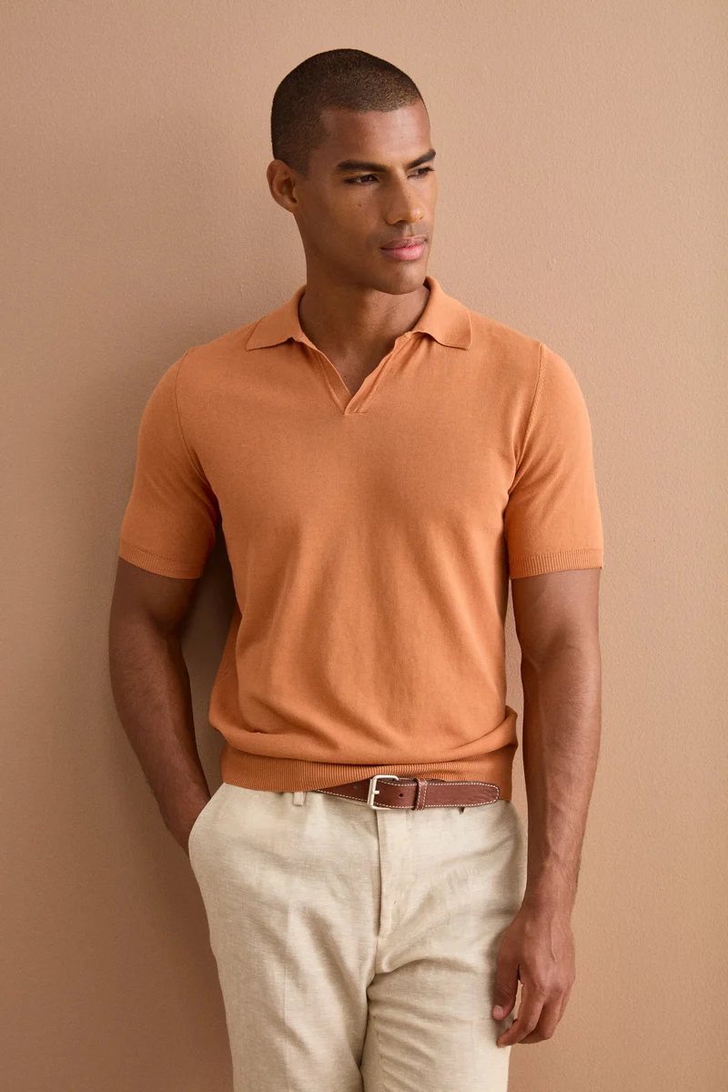 Polo in Maglia di Cotone Crêpe - BRUCIATO