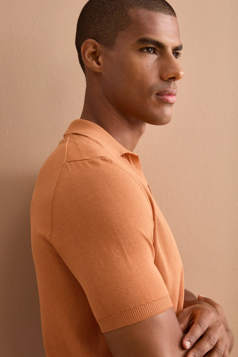 Polo in Maglia di Cotone Crêpe - BRUCIATO