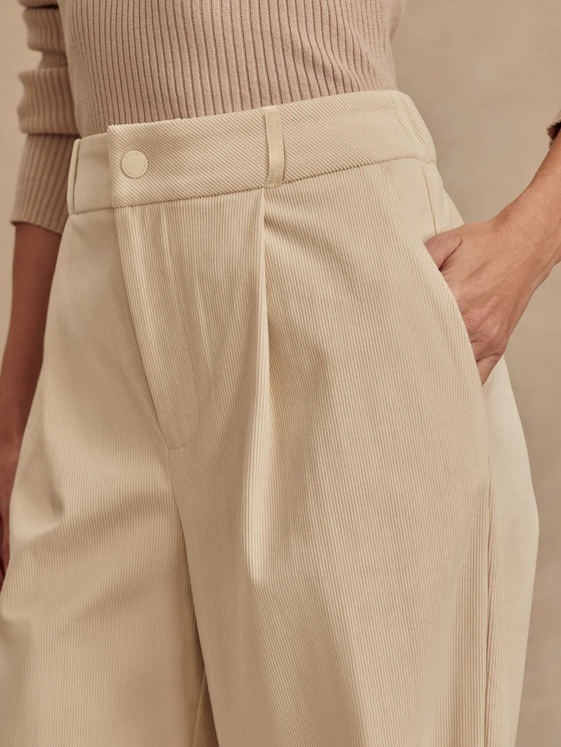 Plush Cord Wide Leg Trouser Long