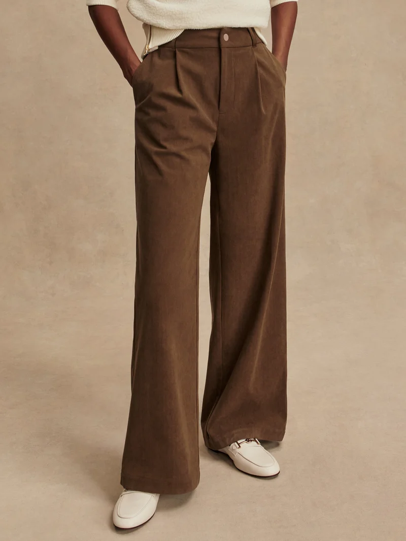 Plush Cord Wide Leg Trouser Long