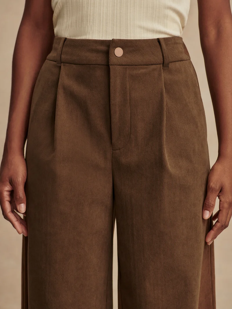 Plush Cord Wide Leg Trouser Long