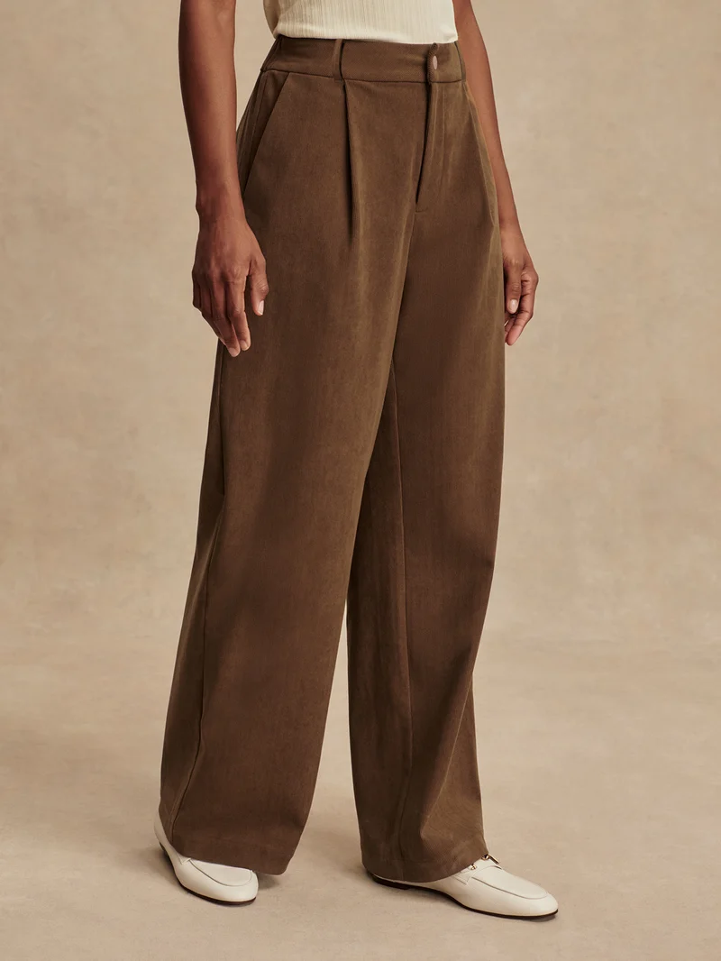 Plush Cord Wide Leg Trouser Long
