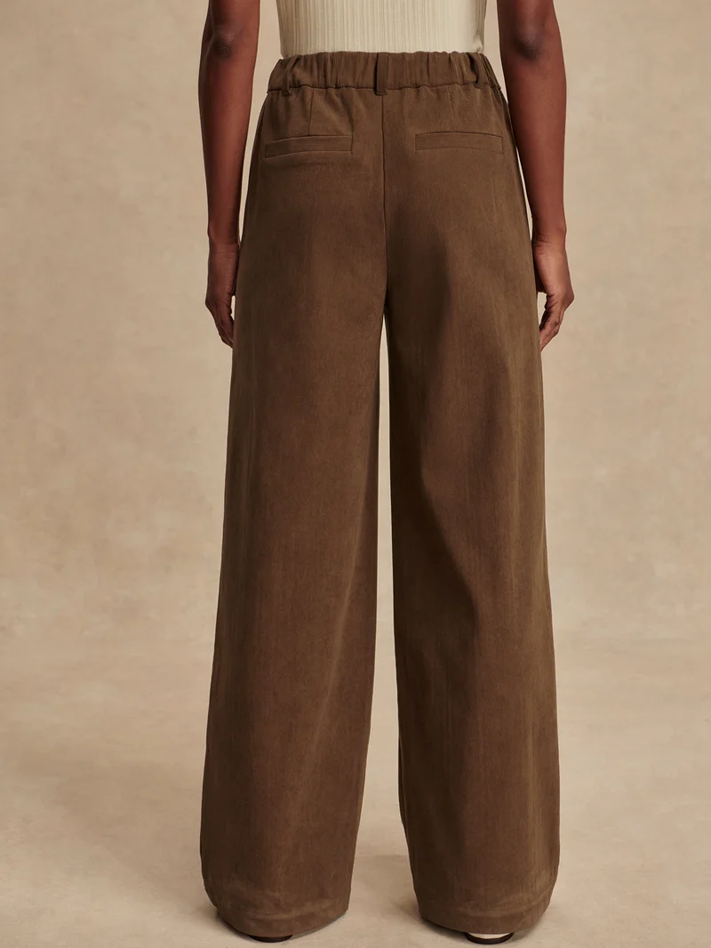 Plush Cord Wide Leg Trouser Long