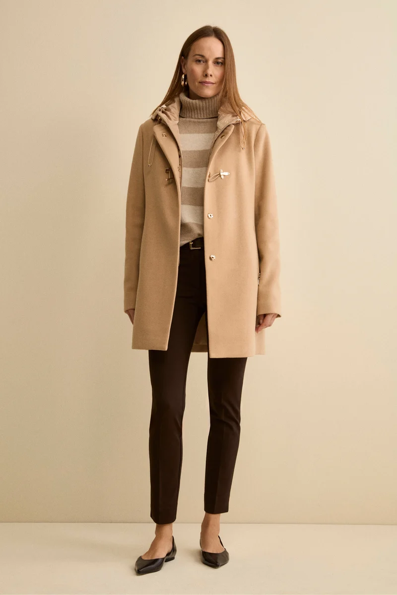 Cappotto Midi in Misto Lana con Alamaro - CAMMELLO