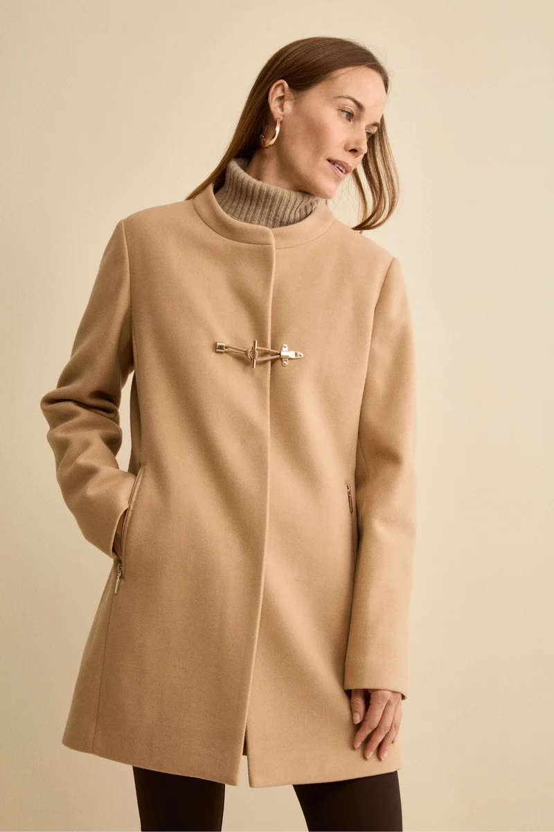 Cappotto Midi in Misto Lana con Alamaro - CAMMELLO