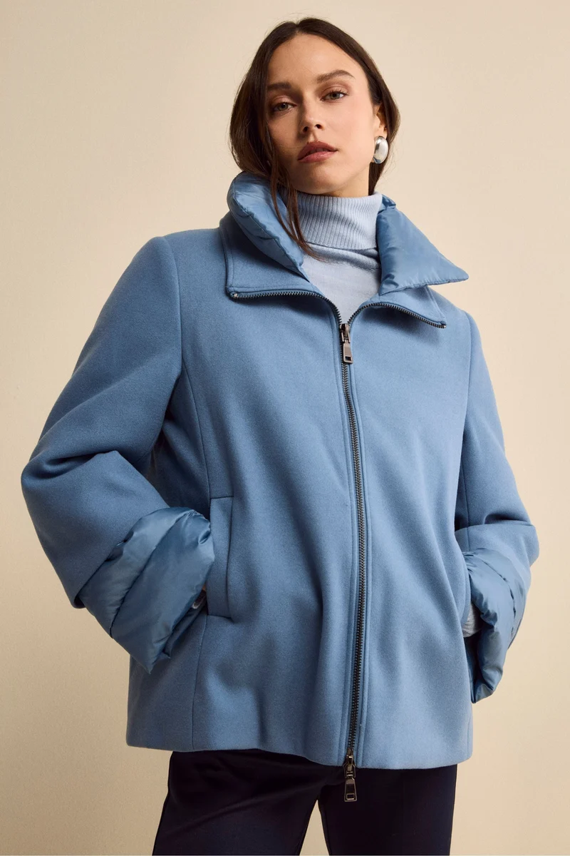 Giubbotto Imbottito Svasato con Zip - DENIM