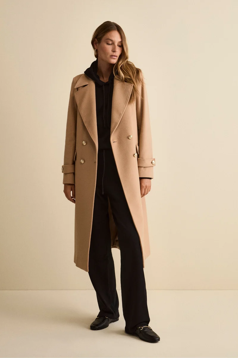 Cappotto Lungo Doppiopetto in Misto Lana e Cahsmere - CAMMELLO